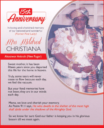 Mrs Mildred Christiana Akosiwor Ankrah ( Nee Fugar)