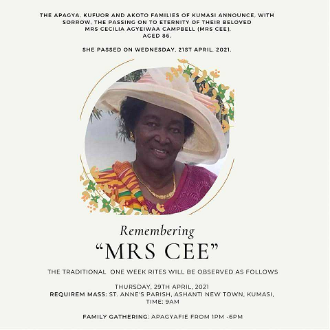 Mrs. Cecilia  Agyeiwaa Campbell a.k.a Mrs. Cee