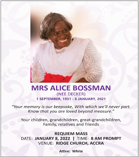 Mrs. Alice  Bossman