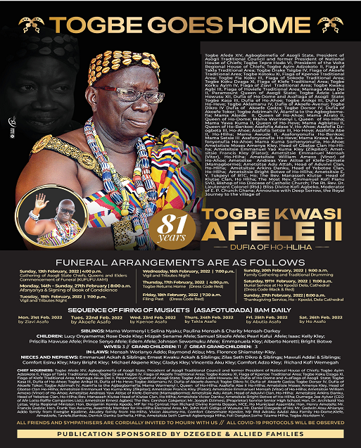 Togbe Kwasi Afele II Dufia of Ho-Hlila