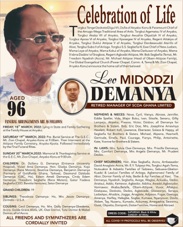 The late Leo Midodzi Demanya (1925 - 2022)