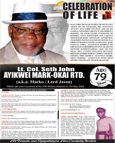 The late Lieutenant Colonel Rtd Seth John Ayikwei Mark-Okai a.k.a Marko ...