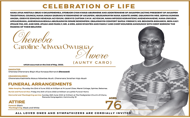 Oheneba Caroline Adwoa Owusua Awere (Aunty Caro)