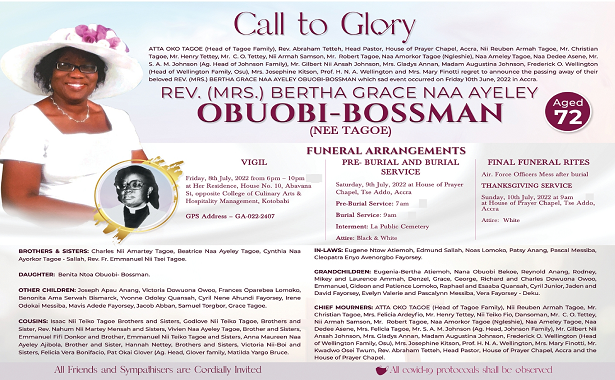 Rev. Mrs. Bertha Grace Naa Ayeley Obuobi-Bossman