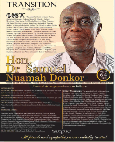 The late Hon. Dr Samuel Nuamah Donkor (1958 - 2023)