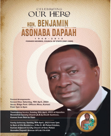 Hon. Benjamin Asonaba Dapaah | R.I.P Ghana