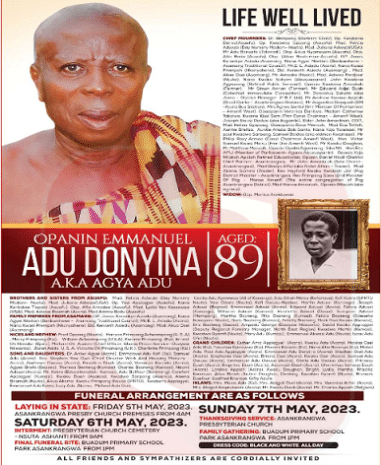 The Late Opanin Emmanuel Adu Donyina A.k.a. Agya Adu (1933 - 2023)