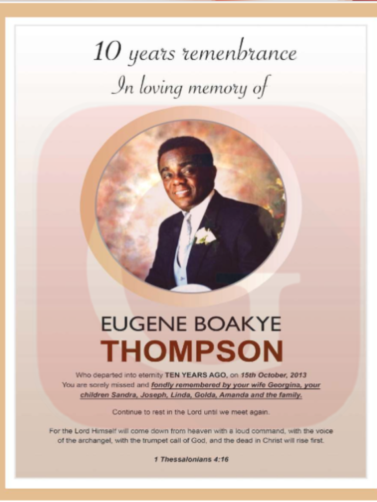 The late Mr. Eugene Boakye Thompson 1933 2022