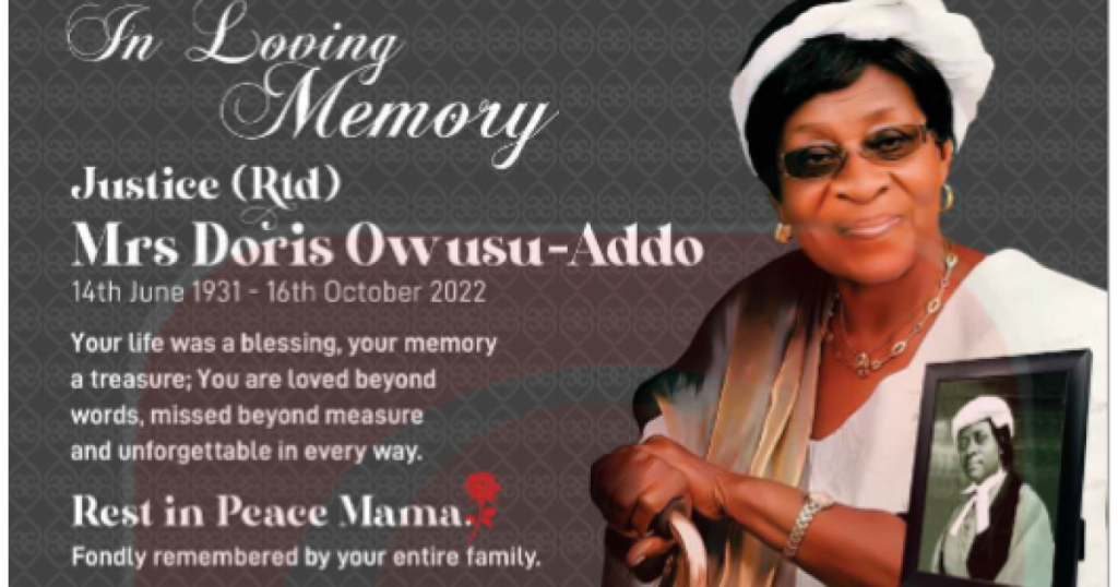 The late Mrs. Doris Owusu-Addo, Justice (RTD) 1931 - 2022