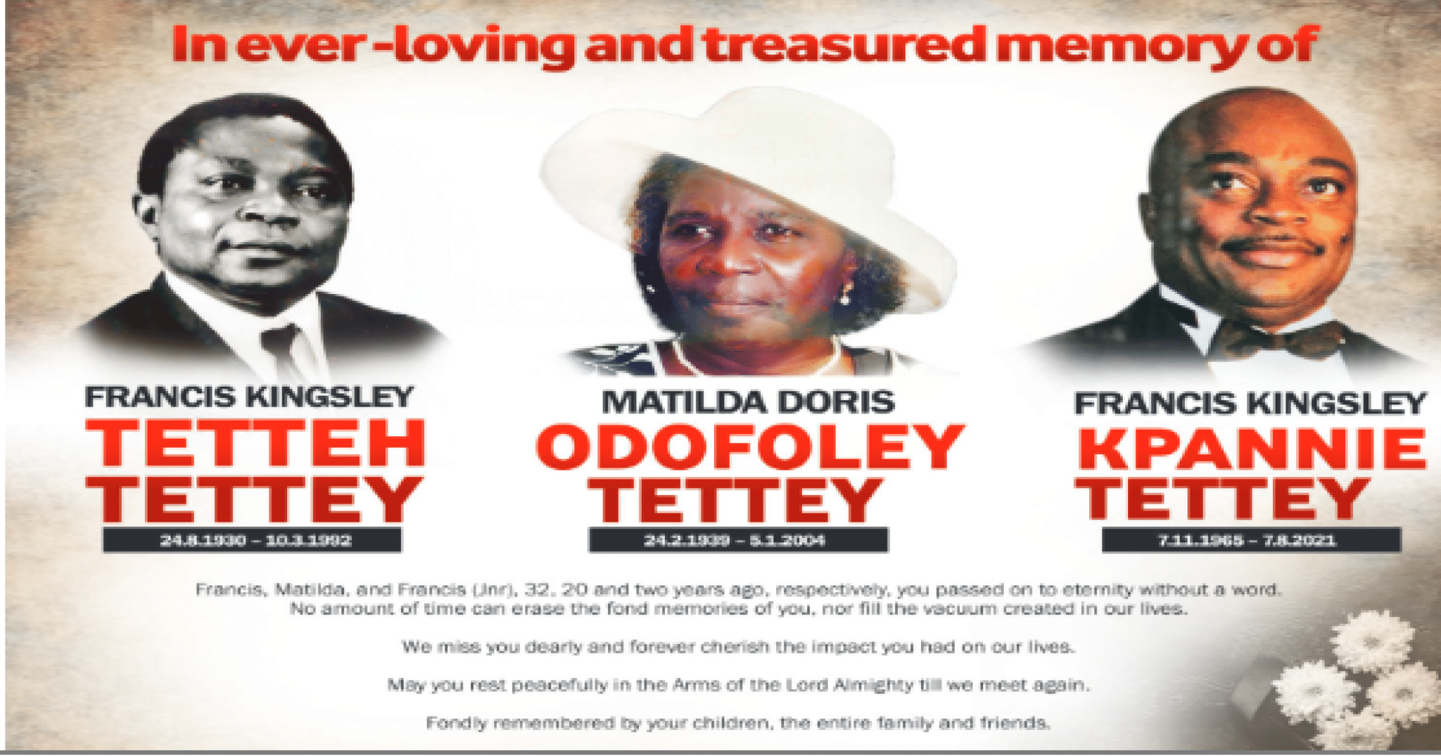 Francis Kingsley Tetteh Tettey & Matilda Odofoley Tettey & Francis Kingsley Kpannie Tettey
