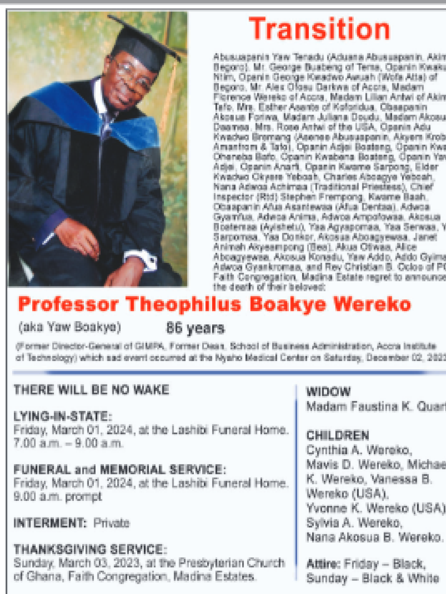 Professor Theophilus Boakye Wereko